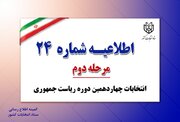 اطلاعیه شماره 24 ستاد انتخابات کشور- پایان فرایند اخذ رای